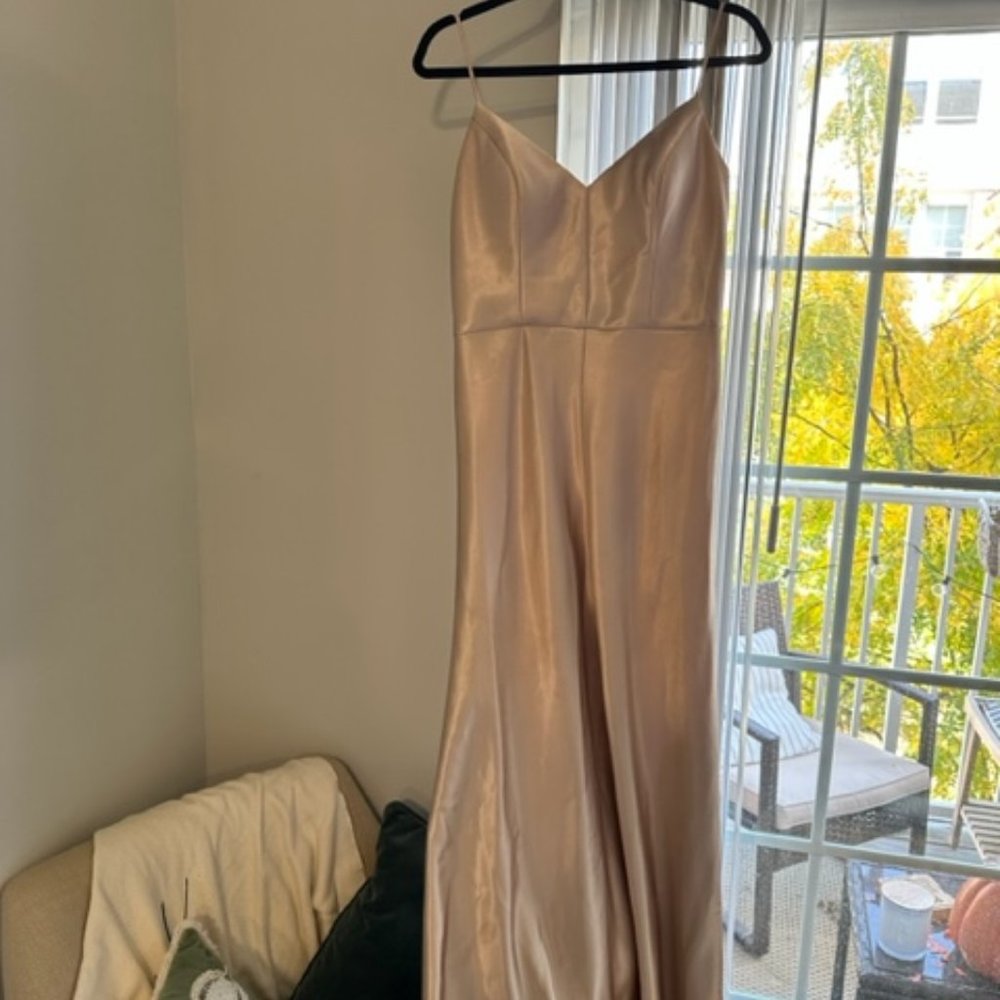 Jenny Yoo- Style: Dina ; Fabric: Satin Back Crepe; Color: Petal Size 10
